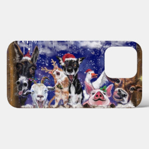Grappig Kerst iPhone Case Happy Animal Party