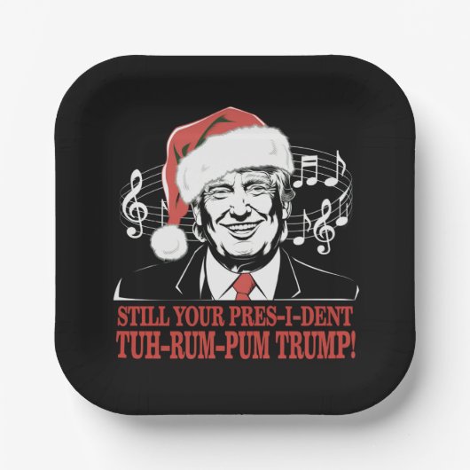 Grappig Kerst President Trump Pyjama's Ugly Xmas Papieren Bordje (Voorkant)