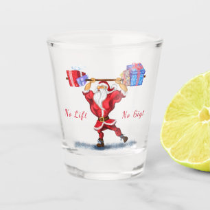 Grappig kerst Shot Glas met Bodybuilder Santa