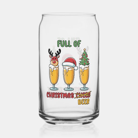 Grappig kerstbier drink feest blikvorm glas (Voorkant)