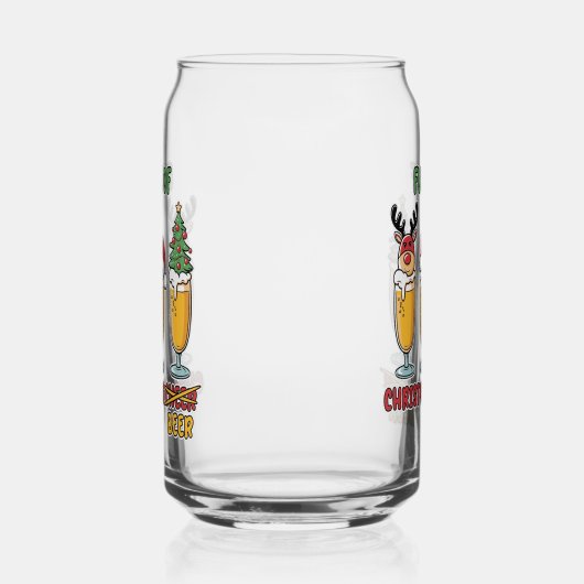 Grappig kerstbier drink feest blikvorm glas (Rechts)