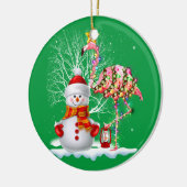 Grappig kerstbomen Flamingo Pet Santa Best Xmas Keramisch Ornament (Links)