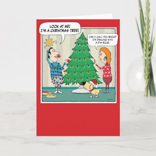 Grappig kerstboompje feestdagen kaart (Voorkant)