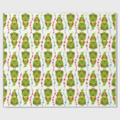 Grappig kerstboompoodle cadeaupapier (Vlak)