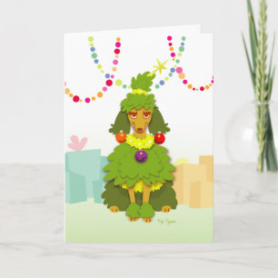 Grappig kerstboompoodle feestdagen kaart