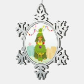 Grappig kerstboompoodle tin sneeuwvlok ornament (Rechts)
