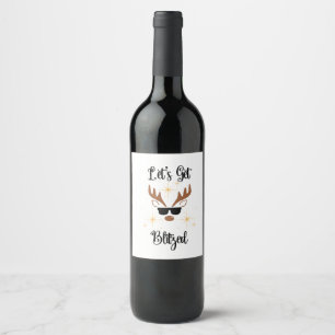 Grappig kerstcadeau wijn label - Blitzen rendieren Etiket