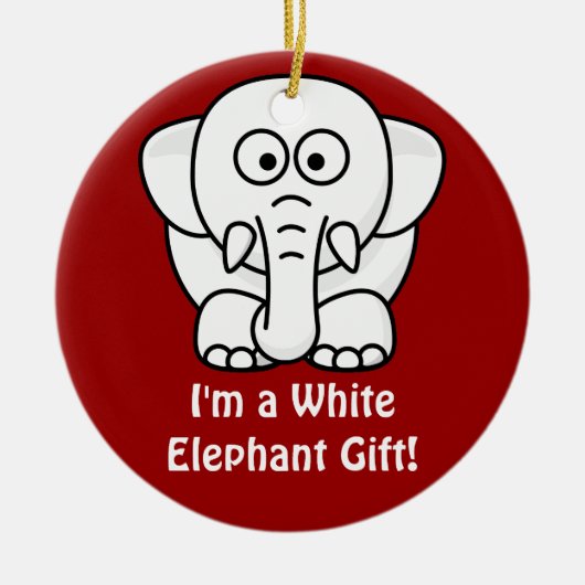Grappig kerstcadeautje: Echte witte olifantencadea Keramisch Ornament (Voorkant)