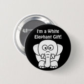 Grappig kerstcadeautje: Echte witte olifantencadea Ronde Button 5,7 Cm (Voorkant /achterkant)