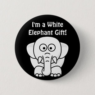 Grappig kerstcadeautje: Echte witte olifantencadea Ronde Button 5,7 Cm