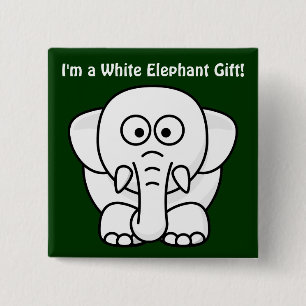 Grappig kerstcadeautje: Echte witte olifantencadea Vierkante Button 5,1 Cm