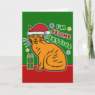 Grappig kerstcadeautje Feline Festive Holiday Pun Feestdagen Kaart