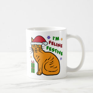 Grappig kerstcadeautje Feline Festive Holiday Pun Koffiemok