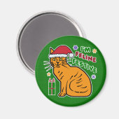 Grappig kerstcadeautje Feline Festive Holiday Pun Magneet (Voorkant / Achterkant)