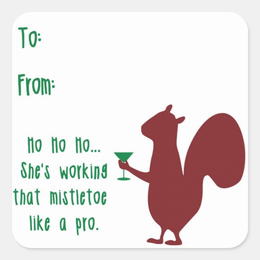 Grappig kerstcadeautje Label met eekhoorn (Voorkant)