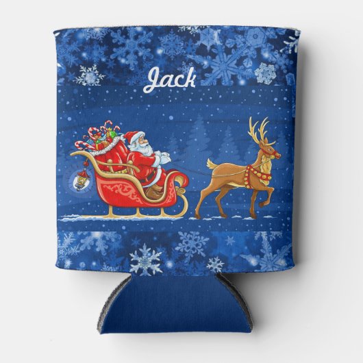 Grappig kerstcadeautje met stuffer JOUW NAAM Beer Blikjeskoeler (Voorkant)