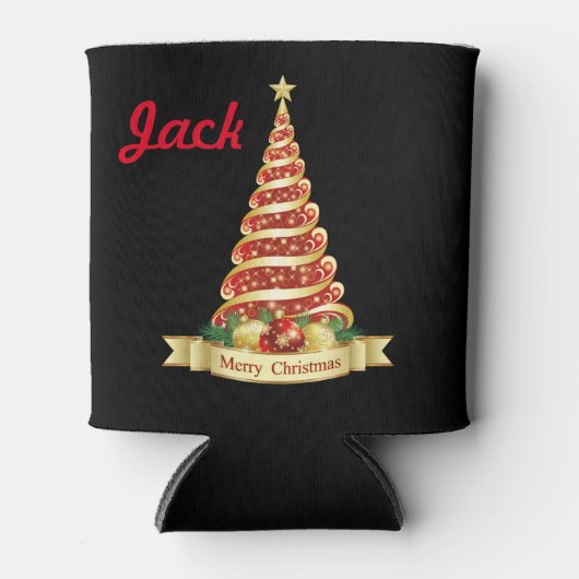 Grappig kerstcadeautje met stuffer JOUW NAAM Beer Blikjeskoeler (Voorkant)