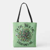 Grappig Kerstcitaat Tangled Lights Ik ben prima Draagtas (Achterkant)