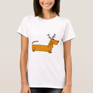 Grappig kerstdachshund als rendiertje t-shirt
