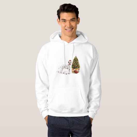 Grappig kerstdalmation Dog en Tree Hoodie (Voorkant volledig)