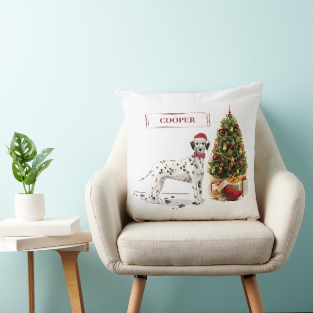 Grappig kerstdalmation Dog en Tree Kussen (Stoel)
