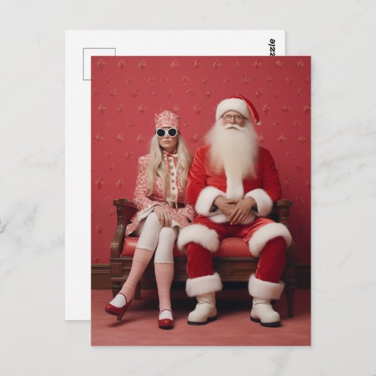 Grappig kerstduo: Kerstman en mevrouw Claus Briefkaart (Voorkant / Achterkant)