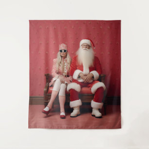 Grappig kerstduo: Kerstman en mevrouw Claus Wandkleed