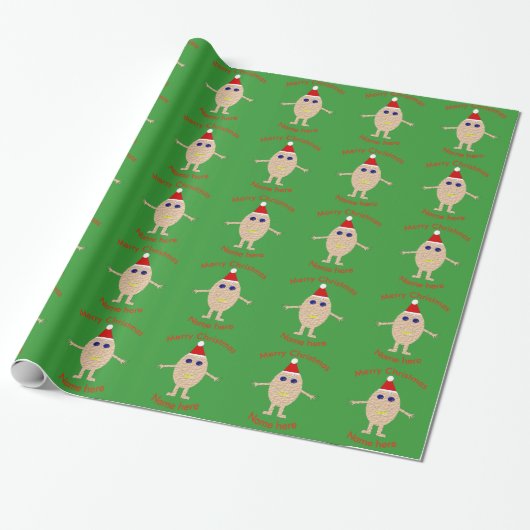 Grappig kerstei-papier cadeaupapier (Uitgerold)