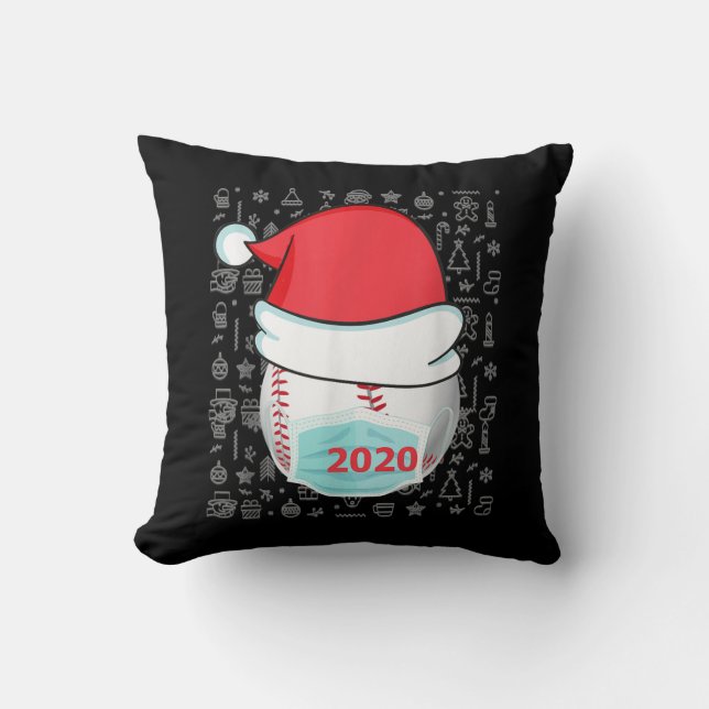 Grappig kerstfeest 2020 Baseball Santa Hat Kussen (Voorkant)