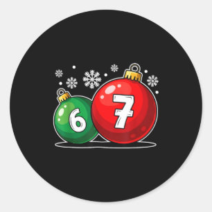 Grappig kerstfeest 67 Zes Zeven Meme Gen Alpha Jar Ronde Sticker