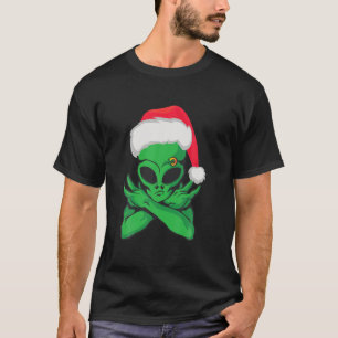 Grappig kerstfeest. Alien Santa Flashons T-shirt