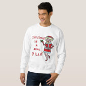 Grappig kerstfeest Bah Humbug Santa in Drag Ugly Trui (Voorkant volledig)