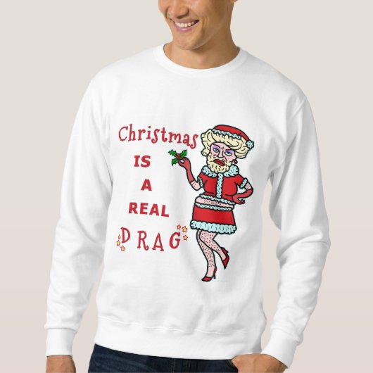 Grappig kerstfeest Bah Humbug Santa in Drag Ugly Trui (Voorkant)