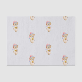 Grappig Kerstfeest beer in een Kerstmuts in waterv Tissuepapier