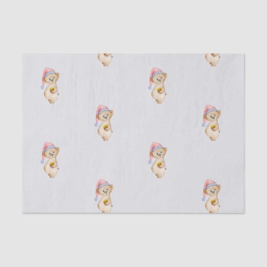 Grappig Kerstfeest beer in een Kerstmuts in waterv Tissuepapier (Voorkant)