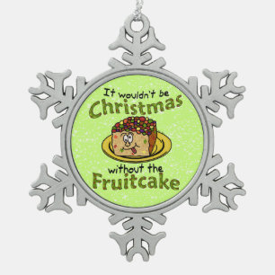 Grappig kerstfeest Cartoon Fruitcake Tin Sneeuwvlok Ornament
