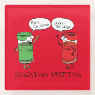 Grappig kerstfeest Cartoon Kokerspecerijen Glazen Onderzetter