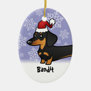 Grappig kerstfeest Dachshund (gladde jas) Keramisch Ornament