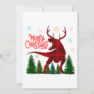 grappig kerstfeest dinosaurus hert geruit kaart