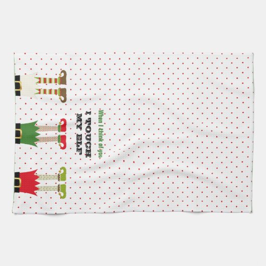 Grappig Kerstfeest Elf Theedoek (Horizontaal)