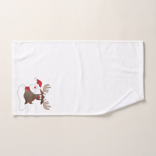 Grappig kerstfeest- en rendierentuin cartoon bad handdoek (Handdoek)