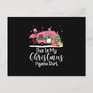Grappig kerstfeest Flamingo Camper Gifts Aankondigingskaart
