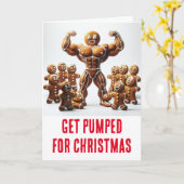 Grappig Kerstfeest: Gingerbread gepompt voor Kerst Kaart (Gele Bloem)