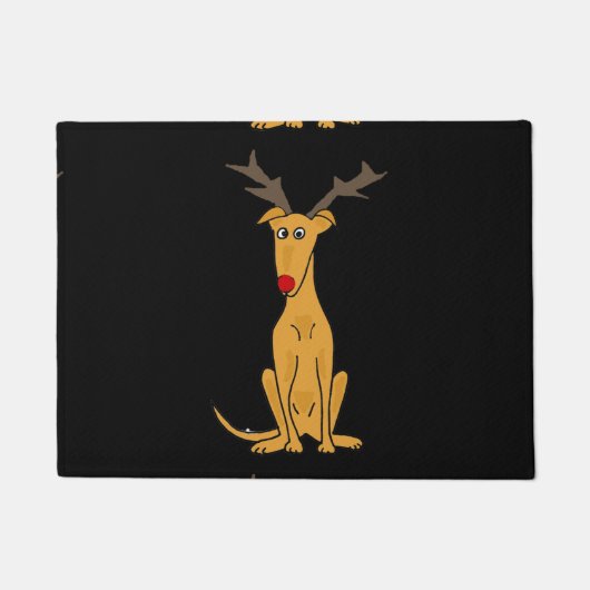 Grappig kerstfeest, Greyhound Dog als rendier Deurmat (Voorkant)