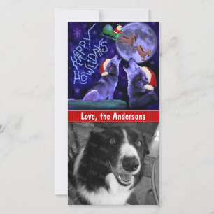Grappig Kerstfeest Happy Howholidays Wolf Pun Pet Feestdagenkaart