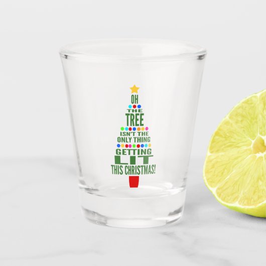 Grappig kerstfeest | Humor "Lit Holiday" Shot Glas (Voorkant)
