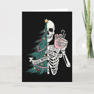 Grappig kerstfeest ietwat vrolijk ietwat eng skele kaart