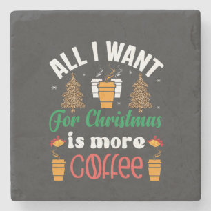 Grappig kerstfeest, ik wil alleen maar meer koffie stenen onderzetter