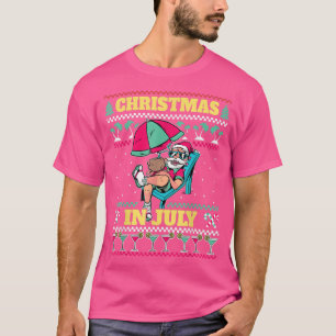 Grappig kerstfeest in juli lomp. kerstkeuken t-shirt