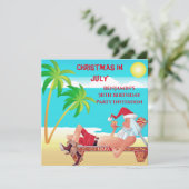 Grappig kerstfeest in juli op feestdag kaart (Staand voorkant)